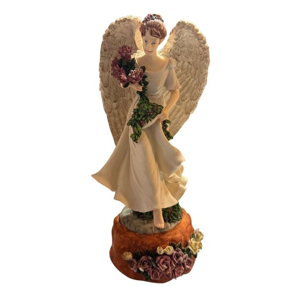 Vintage Dillards Angel Figurine With Flowers & Wings‎ - Picture 1 of 8